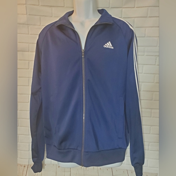 Adidas 3 Stripes Navy Blue Track Suit Jacket - Picture 2 of 8
